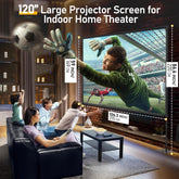 120 Inch Portable Projector Screen with Stand, 16:9 4K HD Screen, Outdoor/Indoor Use